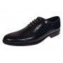Pantofi barbati negri lac croco cu sireturi si finisaj lucios elegant